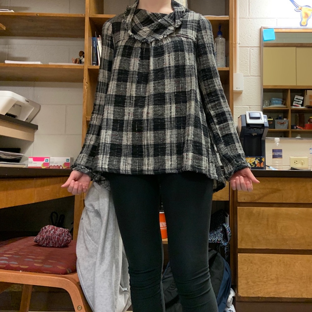 Plaid Cowl Neck Free People Shirt